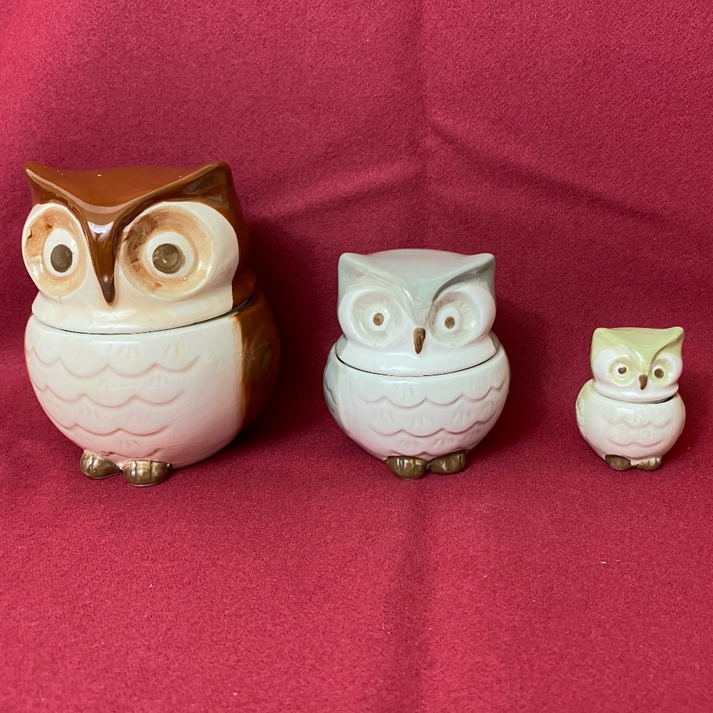 Cost Plus Set of Owl Stacking Measuring Cups 3 Owls with 6 measuring amounts.